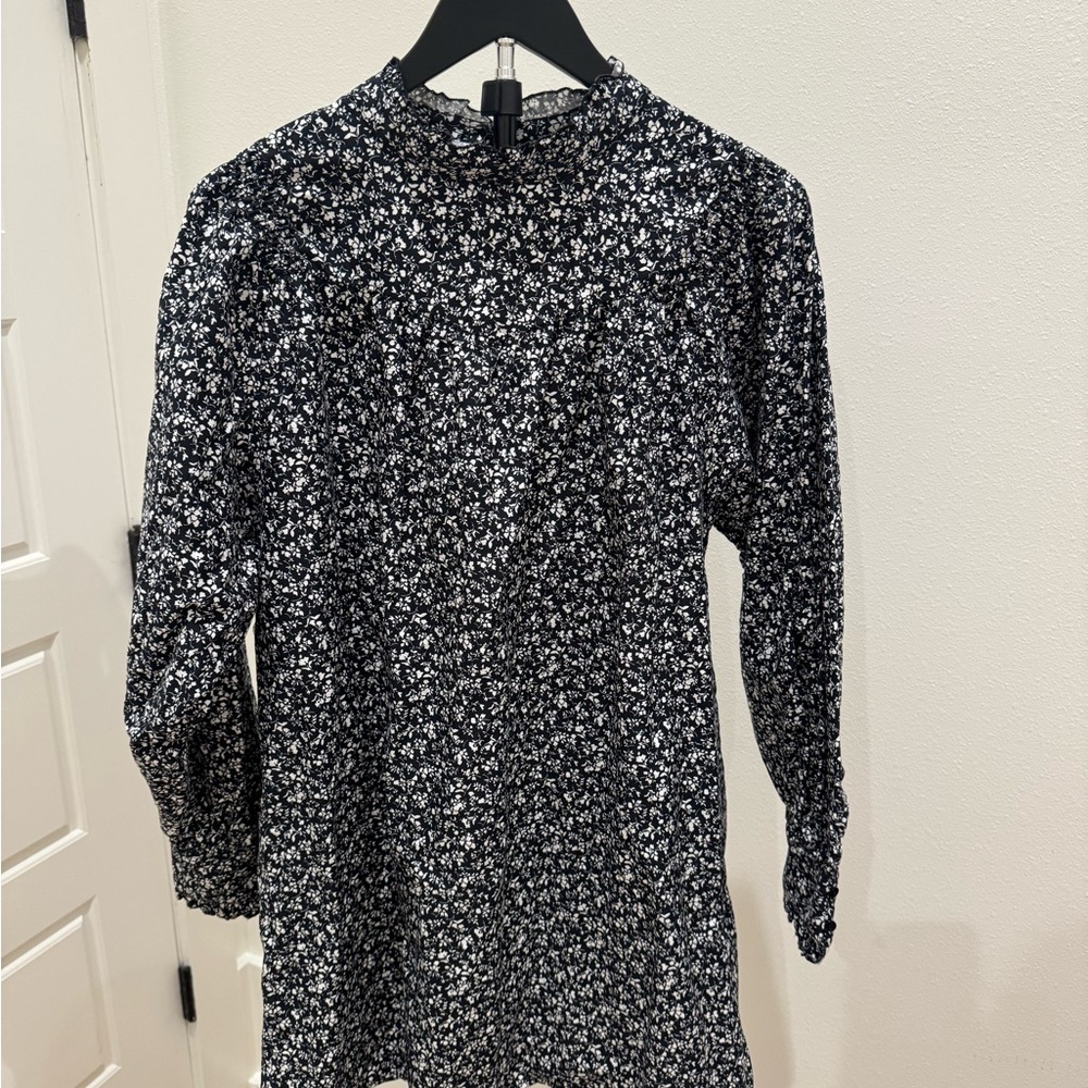 Zara Black and White Floral Dress